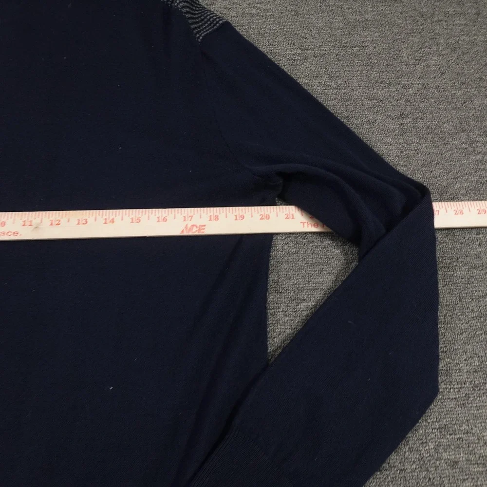 Banana Republic Sweater Mens Large Blue Merino Wool Quarter Zip Mock Neck Knit‎